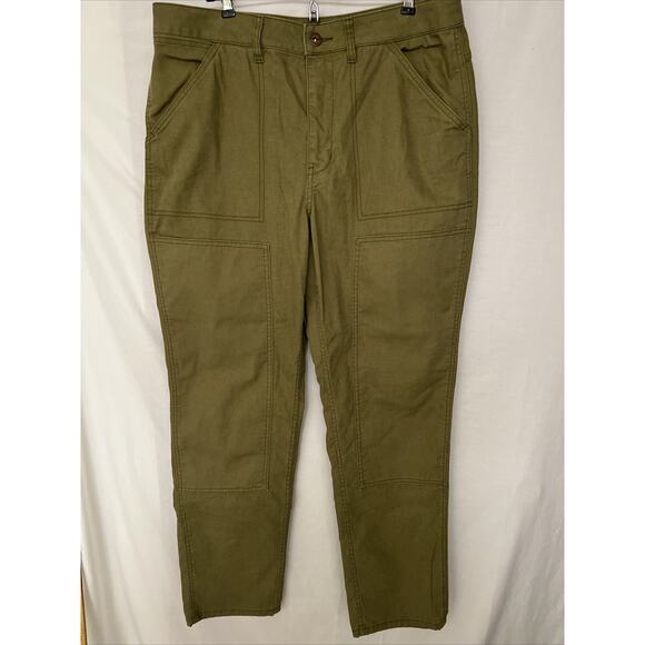 REI Co-Op Pants Womens Size 16 Double Knee Canvas Olive Green Chore Hiking Camp - Picture 1 of 14